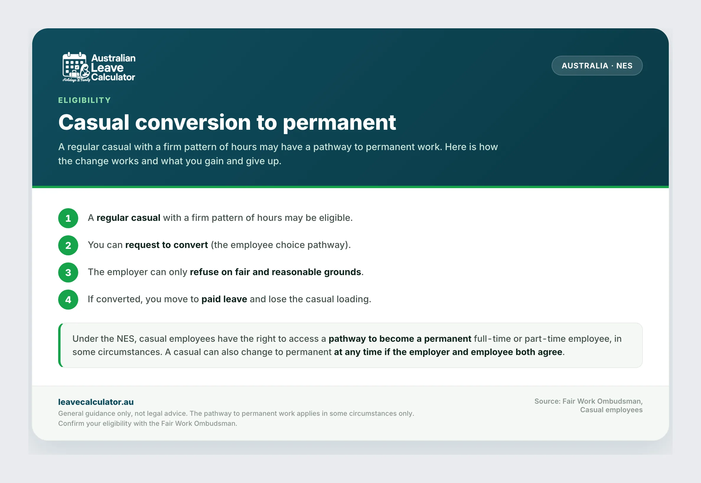 The casual to permanent conversion pathway.